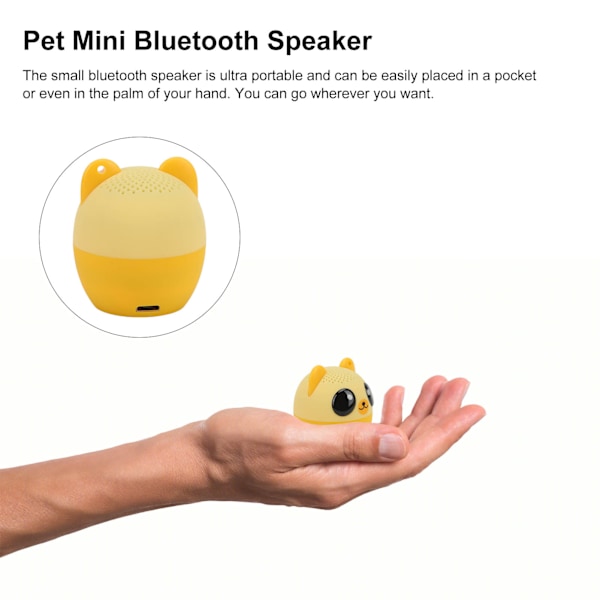 Liten Bluetooth-högtalare för husdjur, söt djurtrådlös högtalare med selfiefunktion för barn, liten björn
