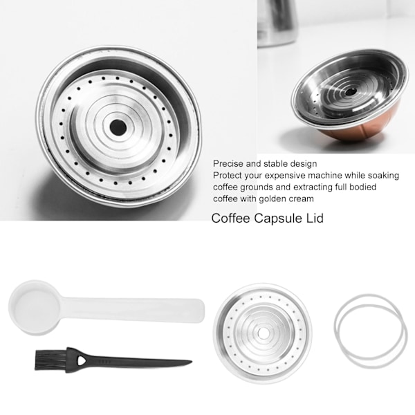 Kaffe Kapsel Locket 304 Rustfritt Stål Rustfritt Gjenbrukbar Påfyllbar Kaffe Kapsel Tetning Deksel
