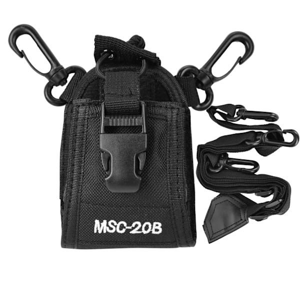 Bærbar nylon skulderstropp belteveskeholder pose for Walkie Talkie toveis radio  svart