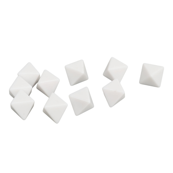 20PCS 8-sidet terning i plast, tom DIY terningsett for brettspill, fest, matematikktelling, undervisning, hvit