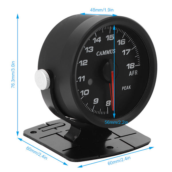Cammus Racing Luftbränsleförhållande Mätare 60mm Tonade 17 Färg OBD2 Mätare Enfunktion