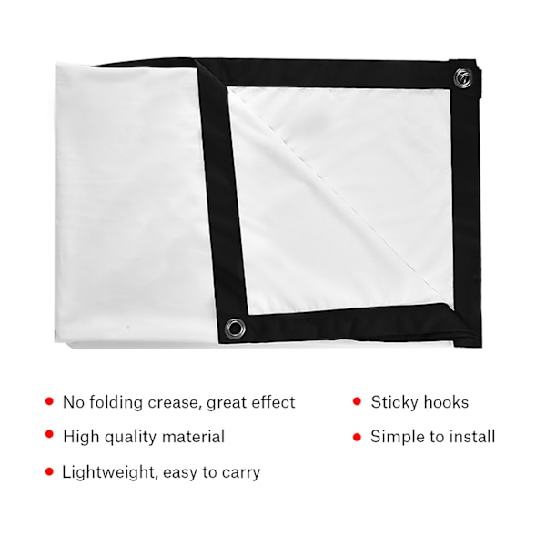1 stk Bærbar Foldbar NOn Crease Hvit Projektor Gardin Projeksjonsskjerm 16:9 (72 tommer)