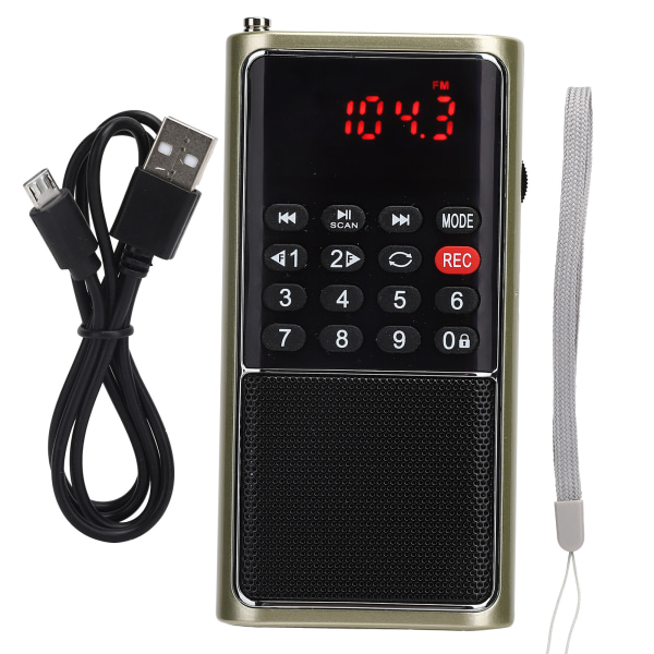 L-338 bærbar FM-radio - bærbar multifunksjonell radiospiller for minnekort U-disk hjemmeforsyninger