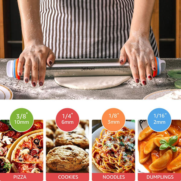 Kavel, rostfritt stål kavel med 4 justerbara skivor, non-stick kavel för pajdeg pizzakakor och bakverk