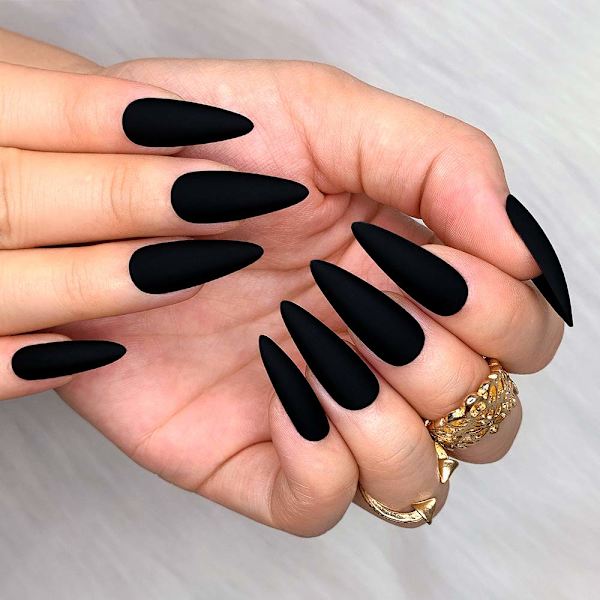24 stk. Falske negle Matte Pure Color Medium Long Stiletto Almond