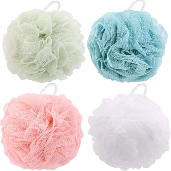 Rengör Hudens Porer och Exfolierar Badsvampar Loofahs, Högkvalitativt Puffnät För En Oöverträffad Duschupplevelse, 4-Delars Set Med Enkel Rengöring
