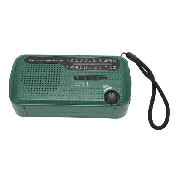 Håndsveiv solradio AM FM SW1 SW2 Camping LED lommelykt Mult