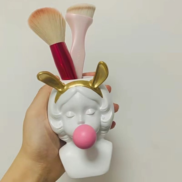 Rumsaccent Presentartiklar, Dekorativ Organizer i Polyresin med Stabil Platt Botten Design för Vardagsrumsbord Konststaty, Kompakt Lättvikts Resin Vas För