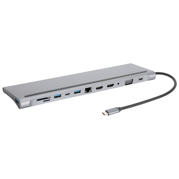 12-i-1 Hub Typ-C 3.0 Expansionsdocka till HDMI-kortläsare Multifunktionell Adapter