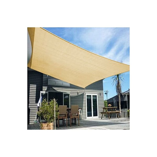 Rektangulær skygge sejl 4x6m Vandtæt UV-beskyttelse 98% Fremstillet af holdbar og åndbar polyester til have terrasse, Beige
