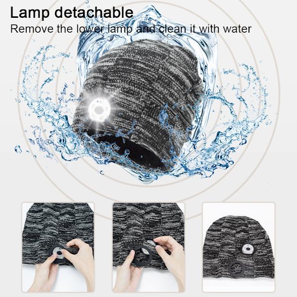 Mössa med lampa - Present pannlampa mössa unisex vinter stickad