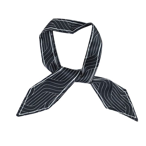 Stilig kvinnetrykk skjerf langt halstørkle pannebånd hårbånd veskebånd skjerf (svart stripe)