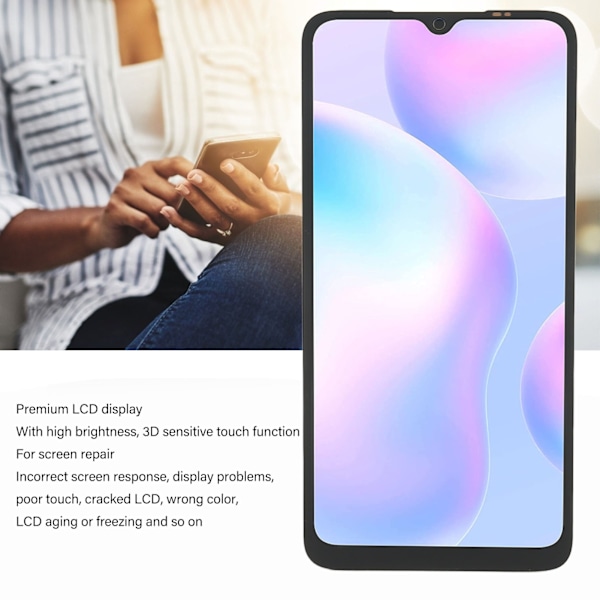 Skærmskift til Redmi 9A 9C 9C NFC 6,53 tommer LCD-skærm Touch Screen Samling med Reparationsværktøjssæt