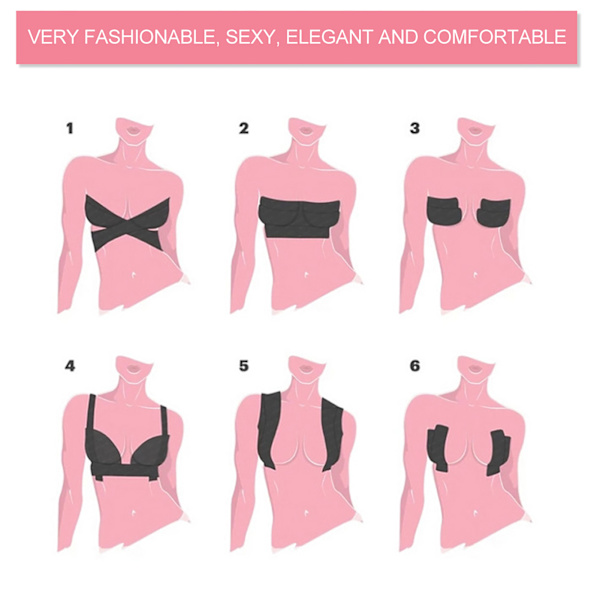 Brystløft Tape Push Up Tape Nippeldeksel Elastiske Klebende BH-er Forhindre HengingSvart