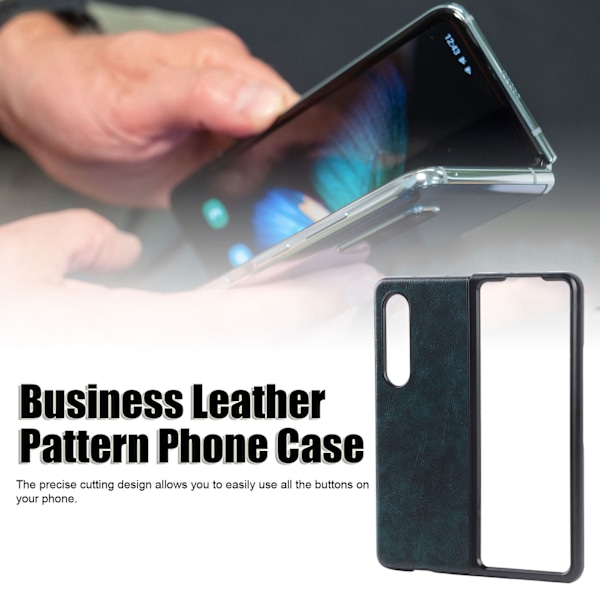 Business Läder Mönster Telefonfodral Stötsäkert Telefonfodral för Samsung Galaxy Z Fold 3Blå