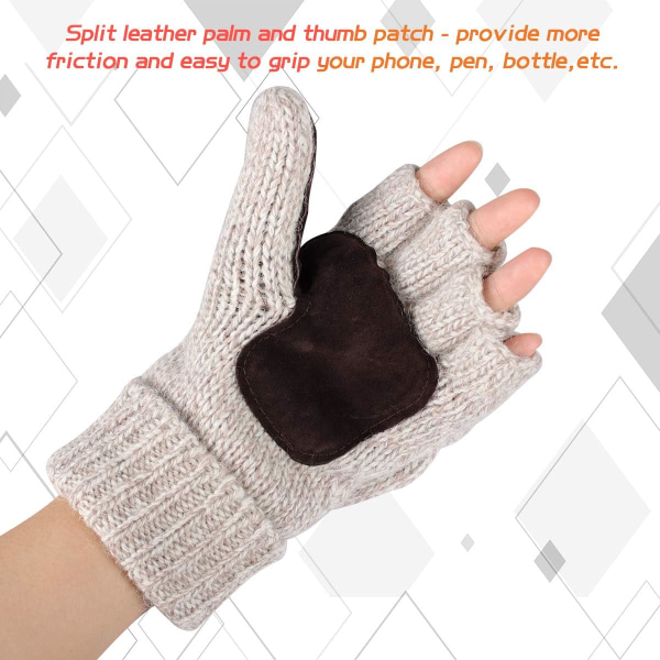Thermal Fingerless Texting Wool Handskar Unisex Winte