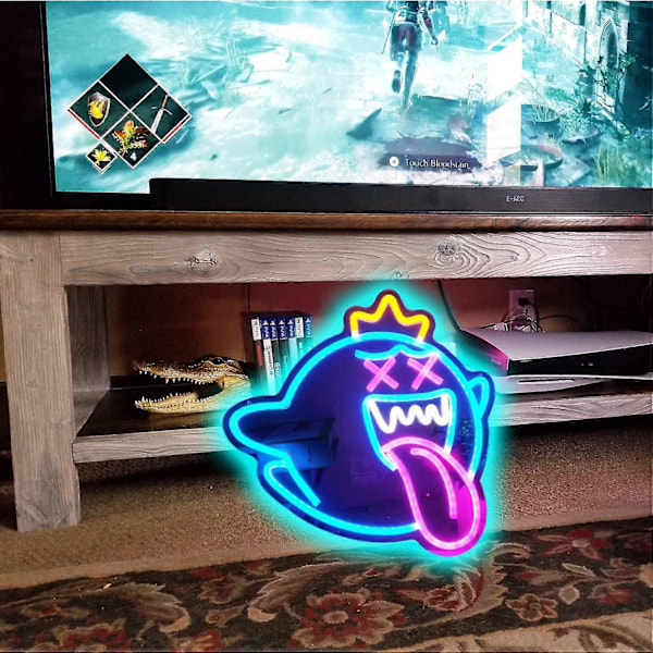 Neon-skylt King Boo Spöke LED med Dimbar och Strömbrytare