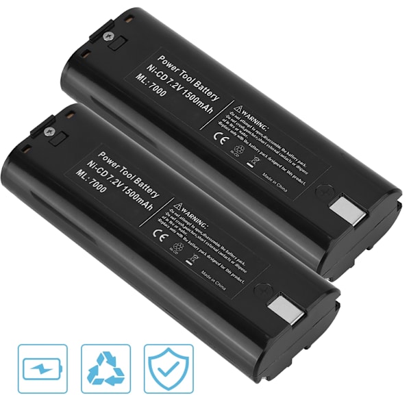 2 stk 7,2V 2100mAh oppladbare strømverktøy NiCd batteri erstatning for Makita 7000 svart