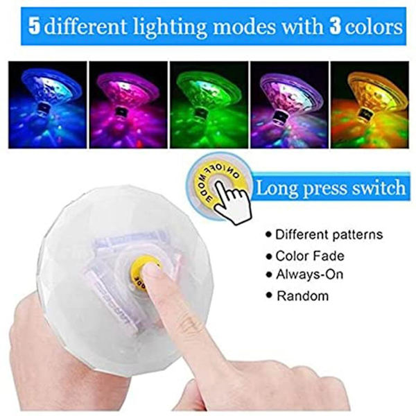 LED Spa-ljus 5 lägen RGB 7 färger växlande flytande pool ljus vattentät flytande lampor poolbelysning för badtid dammar pooler fest