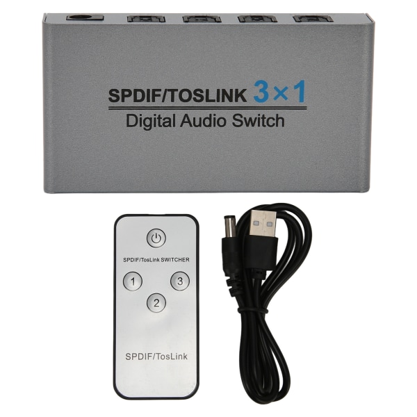 SPDIF till Toslink Digital Optical Sound Switch 3 i 1 ut Digital Sound Switch med fjärrkontroll för PS5 för Xbox för HDTV