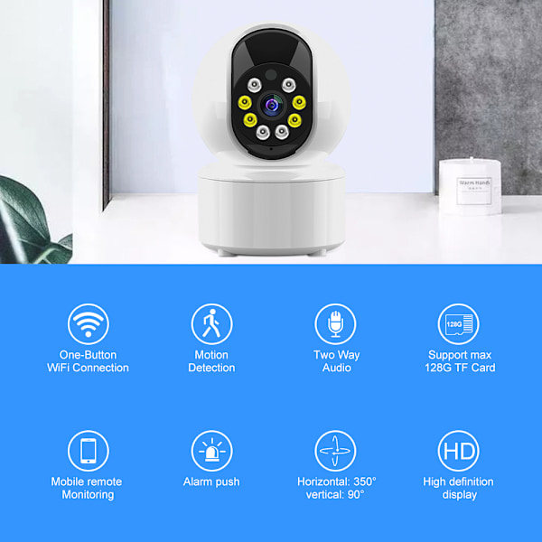 Smart Home Guardian, 2K Högupplöst Smart PTZ WiFi-kamera med Automatisk Spårning och Tvåvägsljud för Trådlös Säkerhet Inomhus