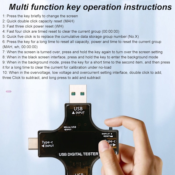 USB-strömmätare testare USB C testare med färgad IPS digital skärm för laddare ström mobil ström batteri kapacitet
