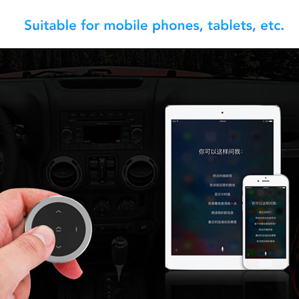 Bluetooth-mediabutton Smart Silver -painike Bluetooth-kaukosäädinsetti kiinnikkeellä matkapuhelimille ja tableteille