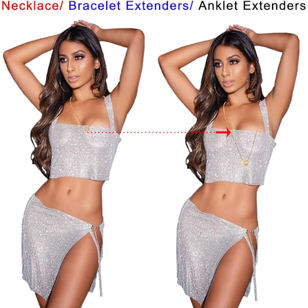 8 st rostfritt stål halsband förlängare armband förlängare förlängningskedjeset 4 olika längder: 6 tum 4 tum 3 tum 2 tum