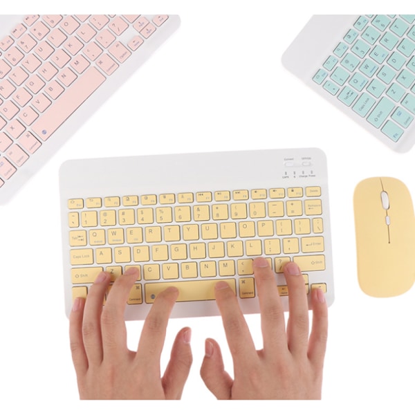 Trådlöst Bluetooth Tangentbord & Mus Combo, Ultratunn Design för Bred Kompatibilitet & Stabil Bluetooth-anslutning (Rosa)