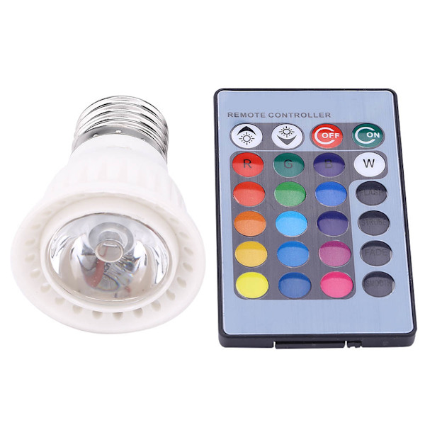 3W E27 10-färgad LED RGB magisk ljuskälla   24-tangenters fjärrkontroll med minnesfunktion
