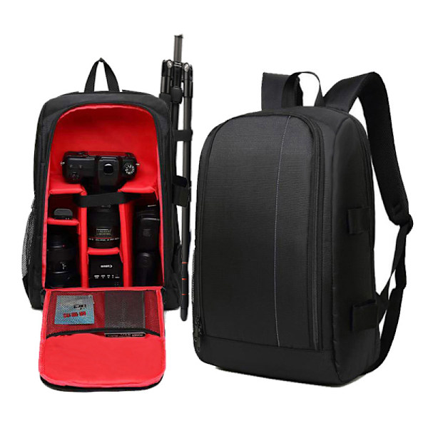 Kompakt Kameraryggsäck Vattentät, Lämplig för DSLR och Tillbehör, Torr-Våt Separerad Ficka, Högkvalitativt 600D Nylon Tyg, Stor Storlek, Tre