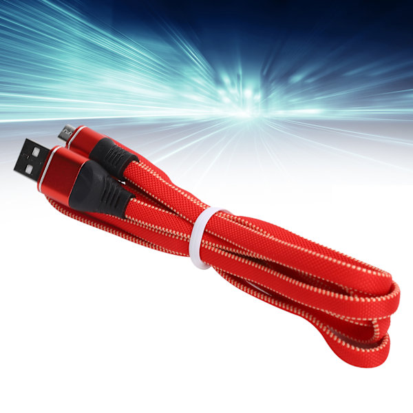 Micro USB-laderkabel forlengelse nylonflettet hurtigladingssnor for Android-mobiltelefoner rød