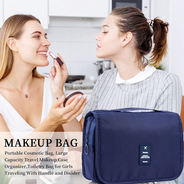 Toalettväska Multifunktionell Kosmetisk Väska Bärbar Makeup Väska Researrangör Väska för Kvinnor Flickor