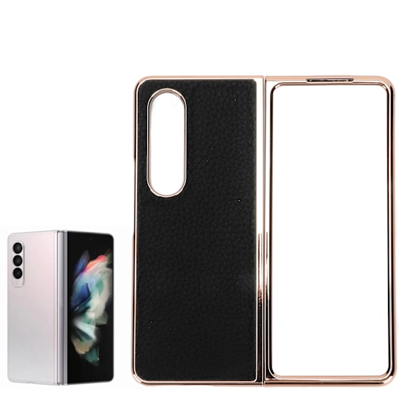 Samsung Galaxy Z Fold 4 -puhelimen taittuva kotelo, nanoelektroitu nahka, tähtikuvio, naarmuuntumaton suojakotelo, musta