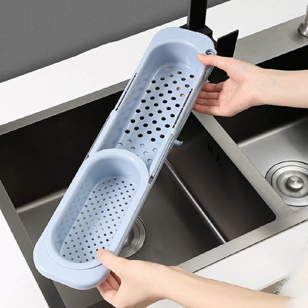 Diskhohylla Retractable Hollow Drain Hängande Stång Design Plast Svamp Hållare för Kök Diskho