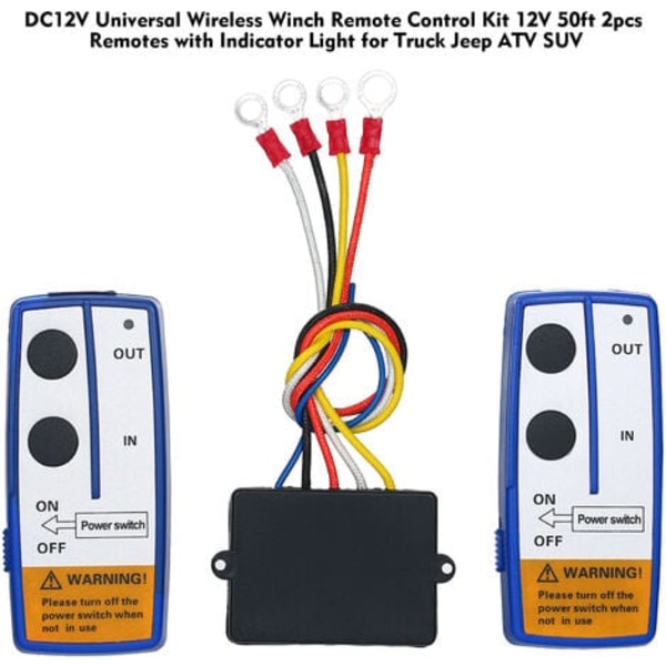 Trådløst vinsj fjernkontrollsett 100 fot håndsett bryterkontroller 2 stk 12V gjenoppretting trådløs vinsj fjernkontroll for bil lastebil Jeep ATV SUV