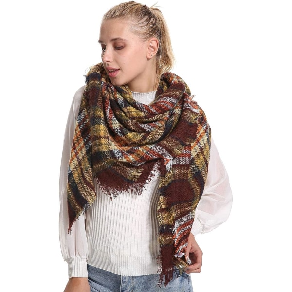 Kvinnors Rutig Filt Scarf för Vinter Höst