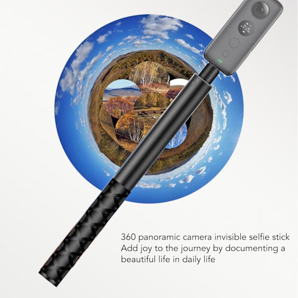 1,1 m usynlig selfiepind i aluminiumlegering, 5-delt selfiepind til Insta360 X3 ONE RS GO 2 ONE X2-serie actionkameraer