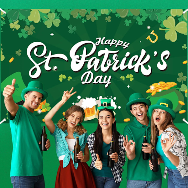 Utsökt bannerdesign för St. Patricks Day-dekorationer, slitstarkt lättviktsmaterial med shamrock irländska lyckoteman, polyestertyg vid 78