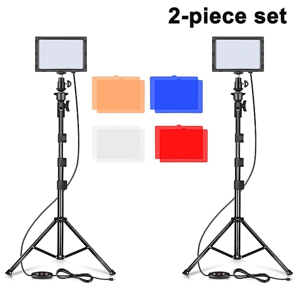 Live Streaming Kit med Justerbar Färgtemperatur, 2-Delars Set, 14x9.5Cm (Panel) Dimbar Studiobelysning, Portabel Design För Innehållsskapare