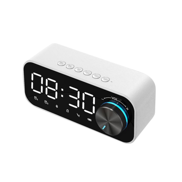 Digital Radio Alarmklokke Bluetooth Høyttalerklokke med Tid og Alarm LED-skjerm og Speiloverflate for Skrivebord