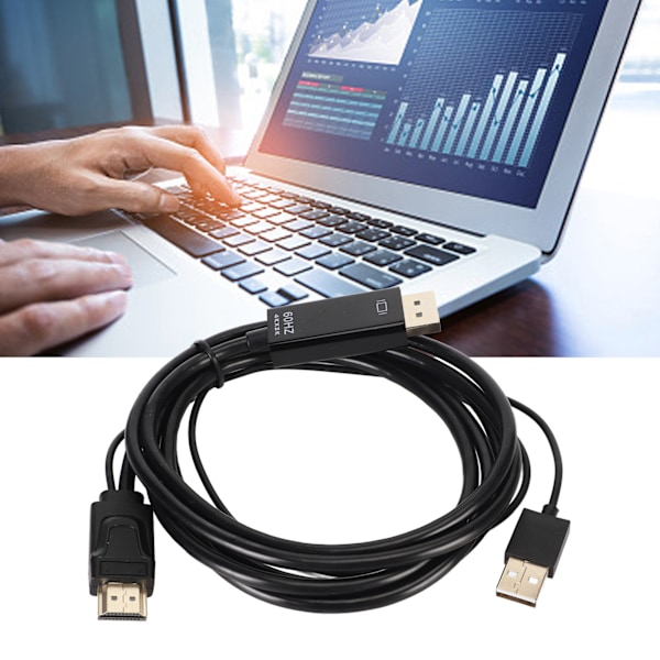 HD Multimedia Interface till DP-kabel 4K 60Hz Plug and Play Skärmkonverteringskabel för PS3 för Xbox PC-skärm