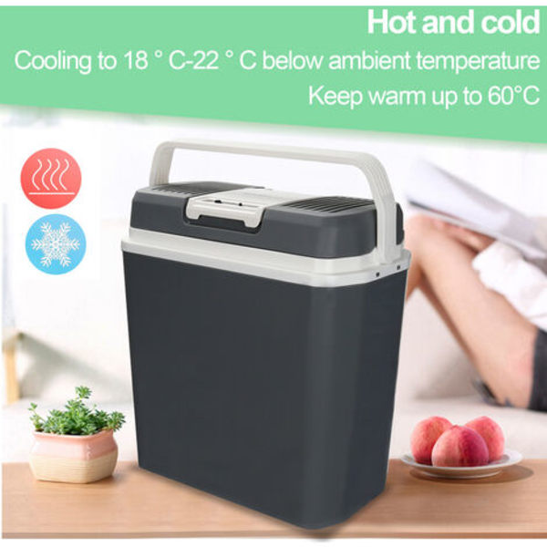Elektrisk køler 24 liter termoelektrisk A++ 12V 230V holder koldt & varmt Bil og Camping sort