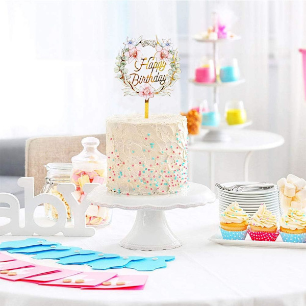 6 st Happy Birthday Cake Topper, CBGGQ Dekoration av Gâtea