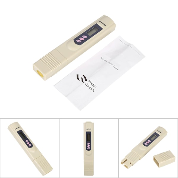 Digital LCD-vattenkvalitetstestpenna Renhetsfilter TDS-mätare Testare 0-9999 PPM Temp Grå