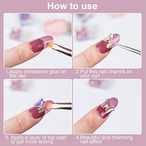 3D Nagelkonst Fjäril Nagelkonst Strass Diamant Glitter shape1