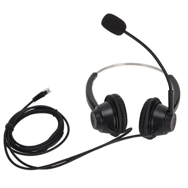 H360DRJ Binaural Telefon Hörlurar Svart Brusreducerande Dubbelsidig Headset för Callcenter Online Kurser