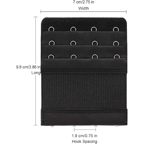 6 stk. Bløde og komfortable elastiske bh-forlængere til kvinder, bh-forlængerrem med 4 kroge og 3 rækker, bh-forlænger til kvinder