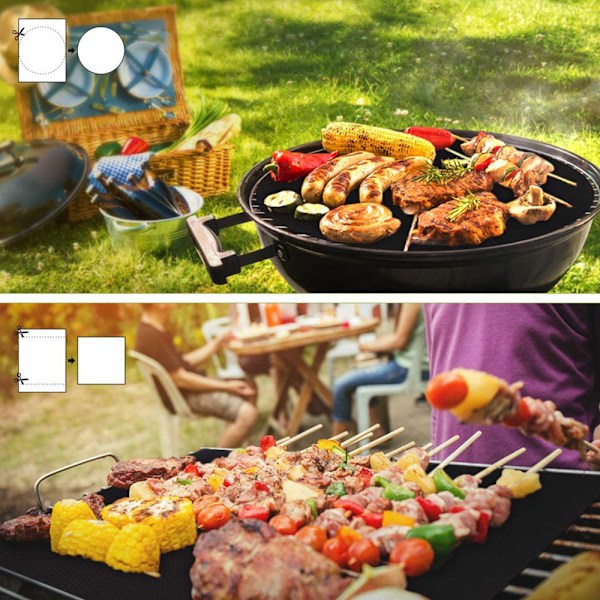 BBQ Grillmatta, Non-Stick Grillmatta för Utomhusgrill, Återanvändbara Teflon Bakmattor, Lätt att Rengöra, Mångsidig, Set om 3, Högtemperaturbeständig