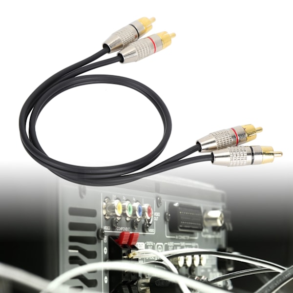 Audiokabel 2RCA Hann til 2RCA Hann Lydkabel med Aluminiumlegeringskontakt for Xbox 360 Svart 0,5 m / 1,6 fot